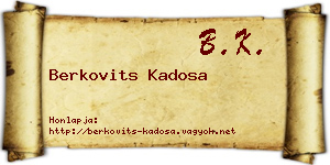 Berkovits Kadosa névjegykártya